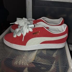 Puma Red and White Sneakers